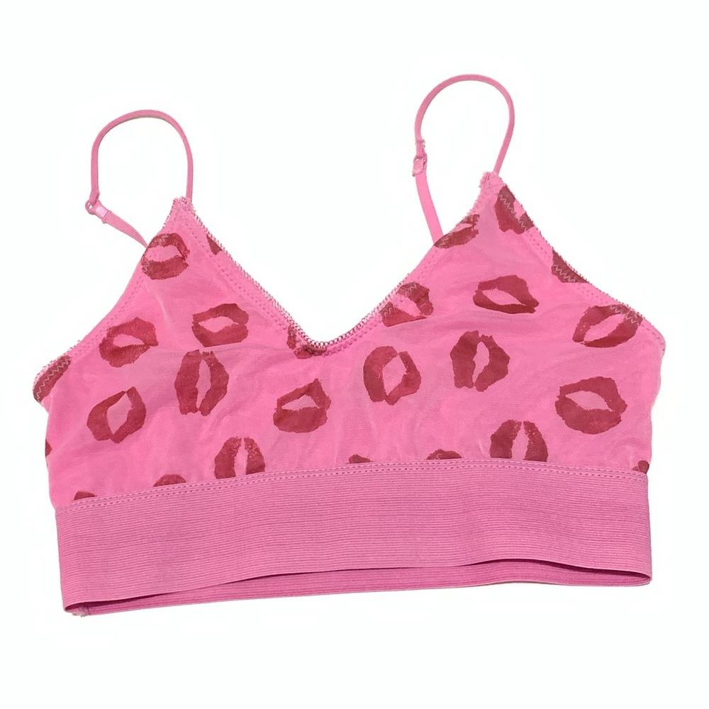 Urban Outfitters Pink Bralette with Red Lip Print